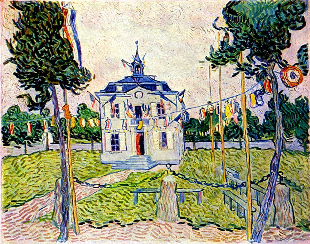 Auvers Town Hall in 14 July 1890 Vincent van Gogh Oil Paintings